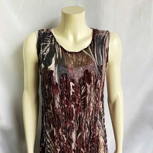 Pink Phoenix Aubergine/Beige Sleeveless Sheer Fabric Tunic Top